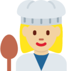 woman cook: medium-light skin tone emoji
