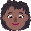 woman curly hair medium dark emoji