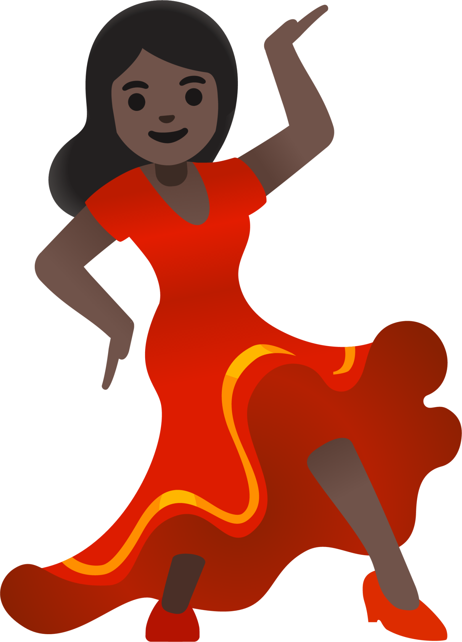 woman dancing: dark skin tone emoji