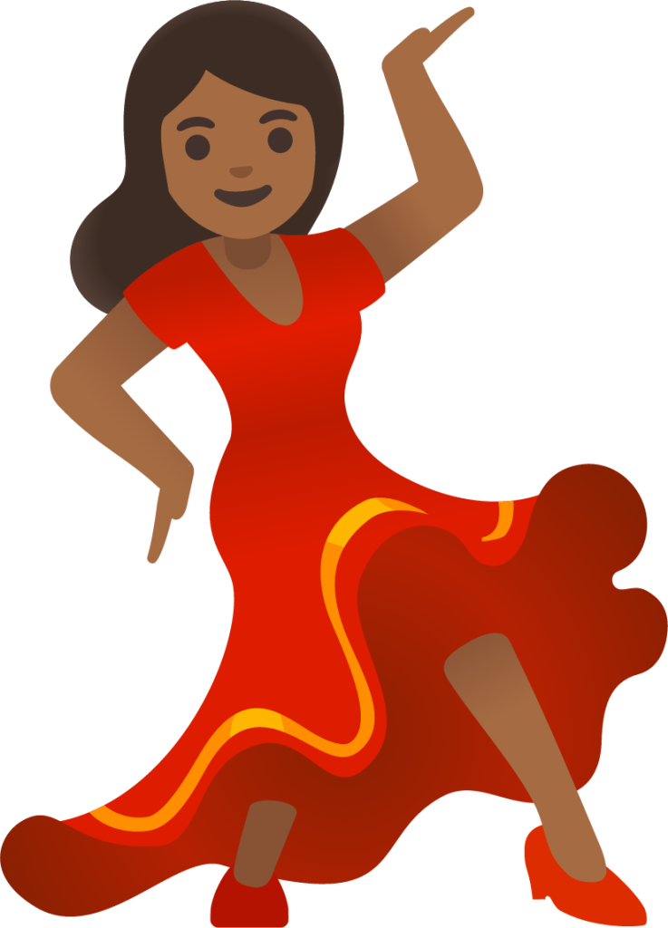 woman dancing: medium-dark skin tone emoji