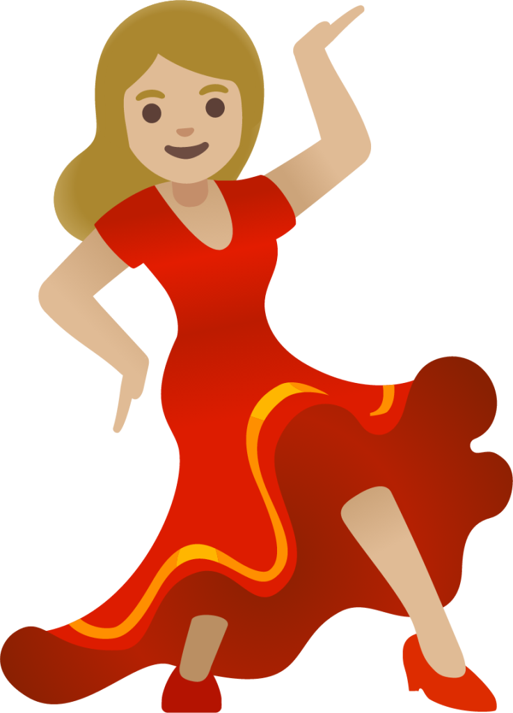 woman dancing: medium-light skin tone emoji