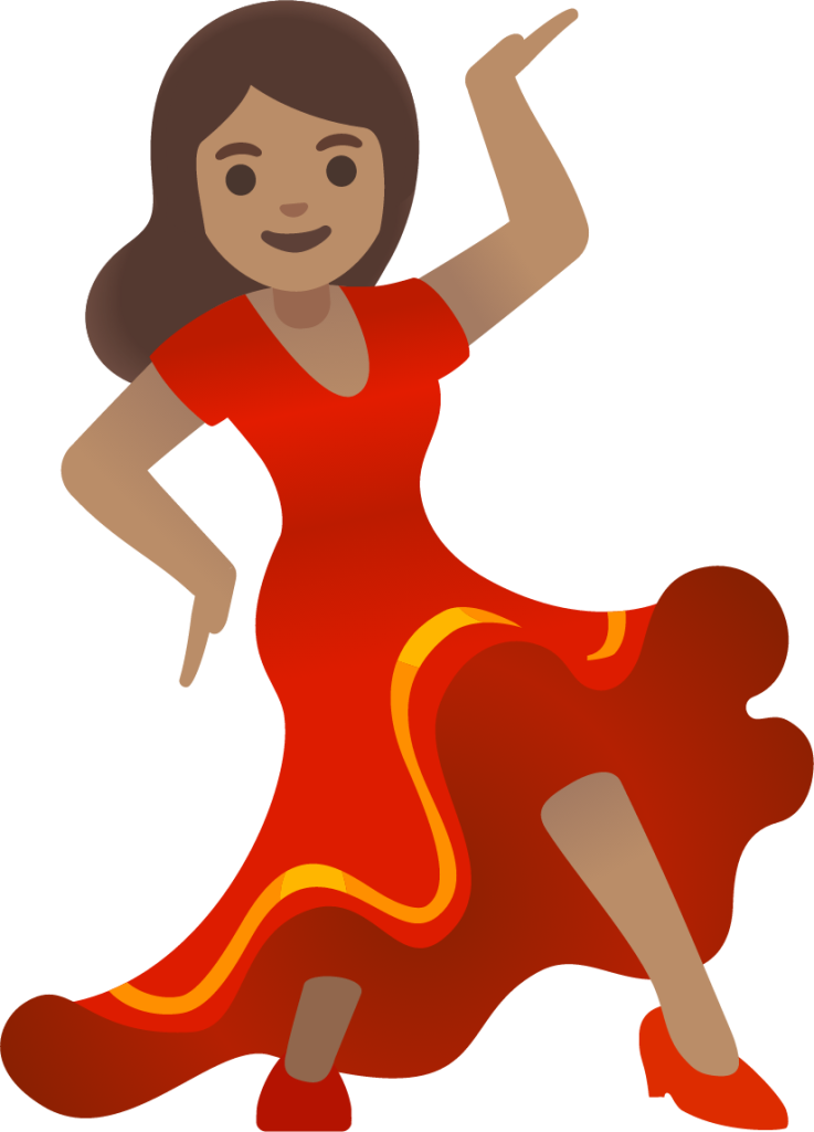 woman dancing: medium skin tone emoji
