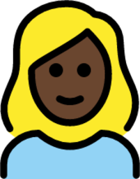 woman: dark skin tone, blond hair emoji