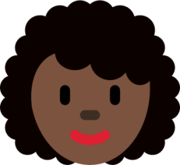 woman: dark skin tone, curly hair emoji