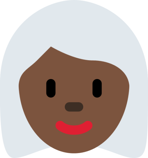 woman: dark skin tone, white hair emoji