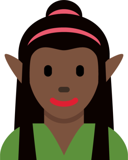 woman elf: dark skin tone emoji