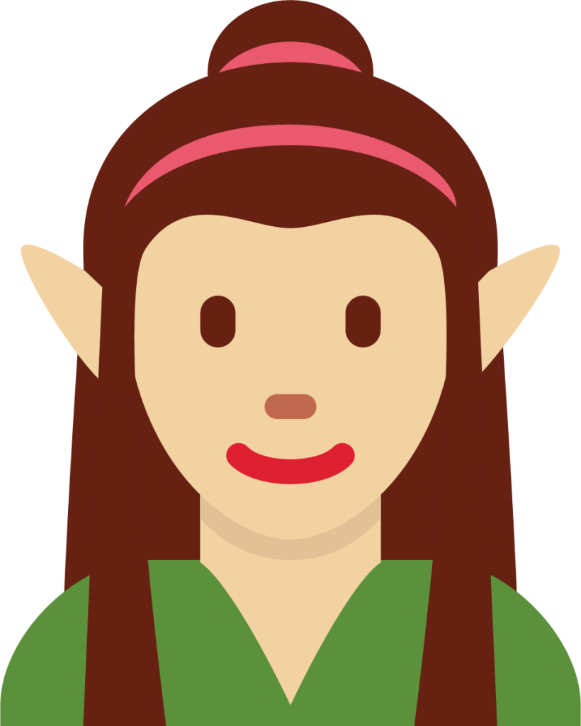 woman elf: medium-light skin tone emoji