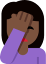 woman facepalming: dark skin tone emoji