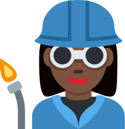 woman factory worker: dark skin tone emoji