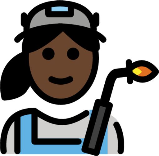 woman factory worker: dark skin tone emoji