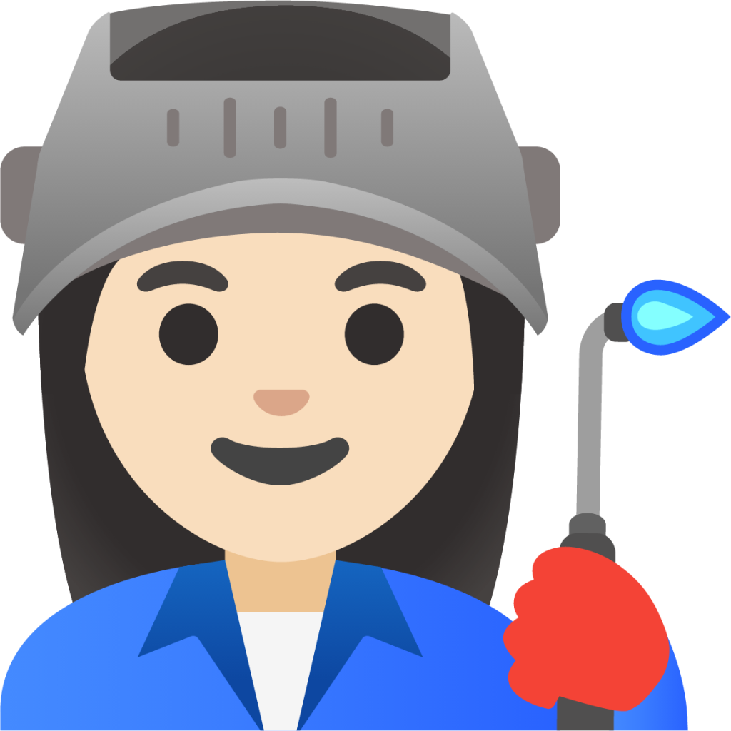 woman factory worker: light skin tone emoji