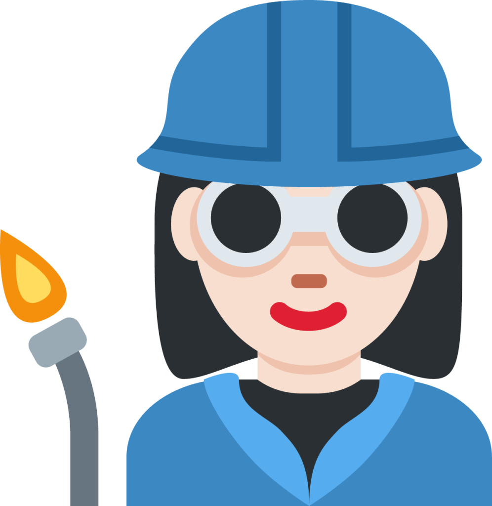 woman factory worker: light skin tone emoji
