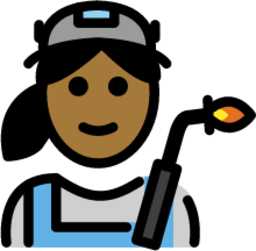 woman factory worker: medium-dark skin tone emoji