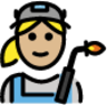 woman factory worker: medium-light skin tone emoji