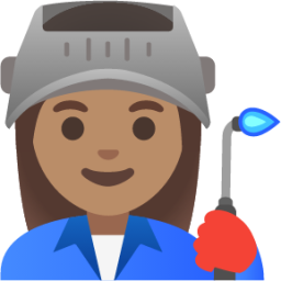 woman factory worker: medium skin tone emoji