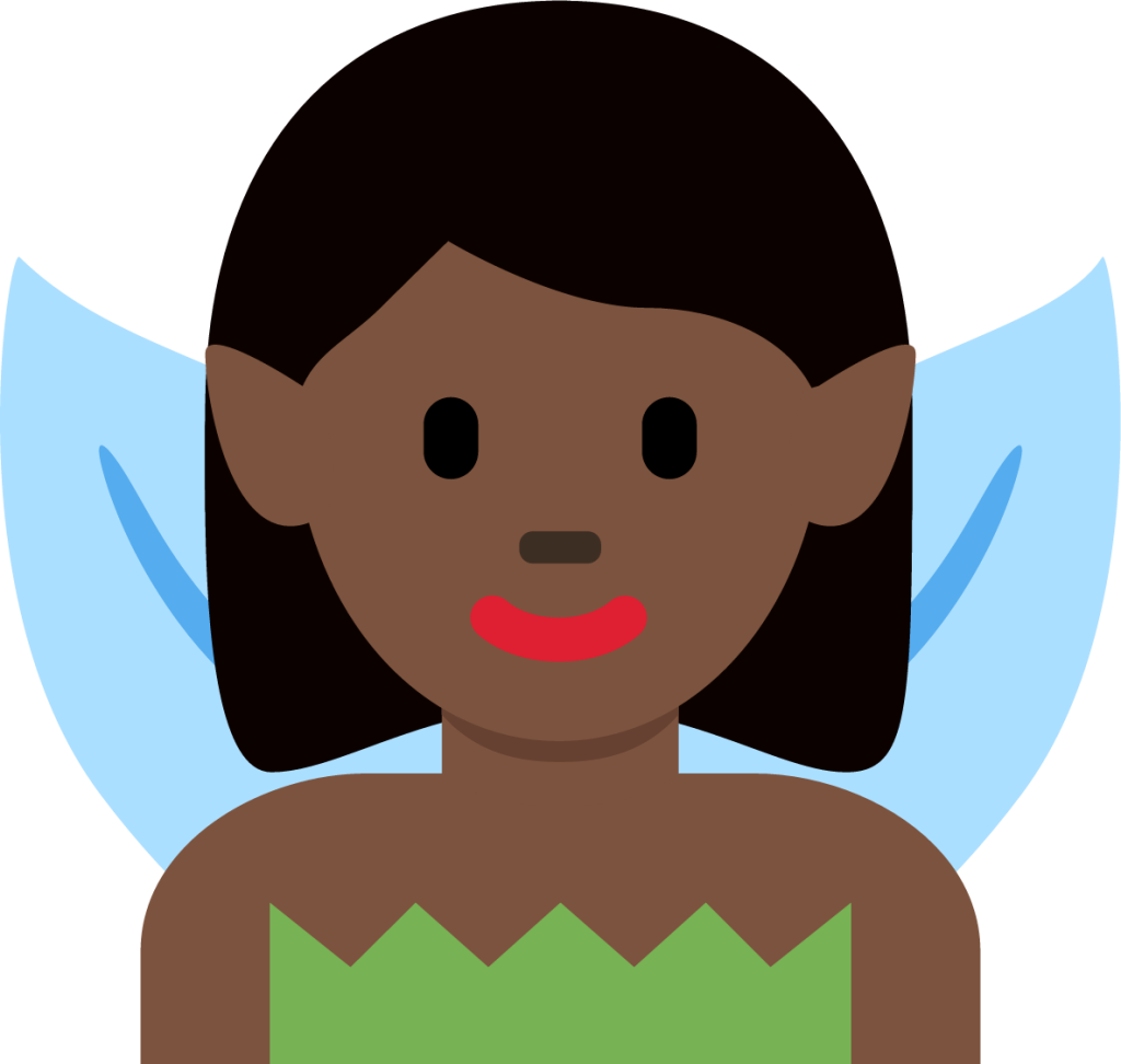 woman fairy: dark skin tone emoji