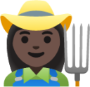 woman farmer: dark skin tone emoji