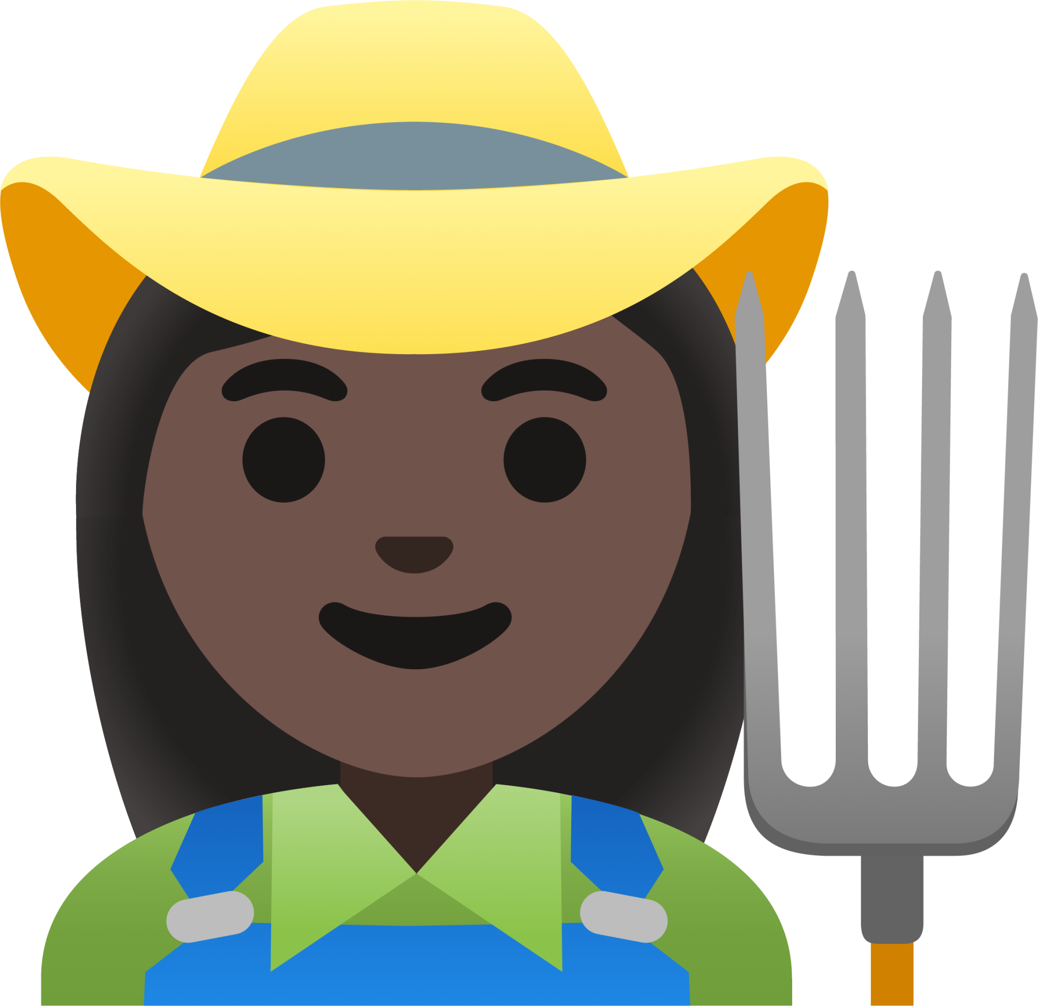 woman farmer: dark skin tone emoji