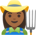 woman farmer: medium-dark skin tone emoji