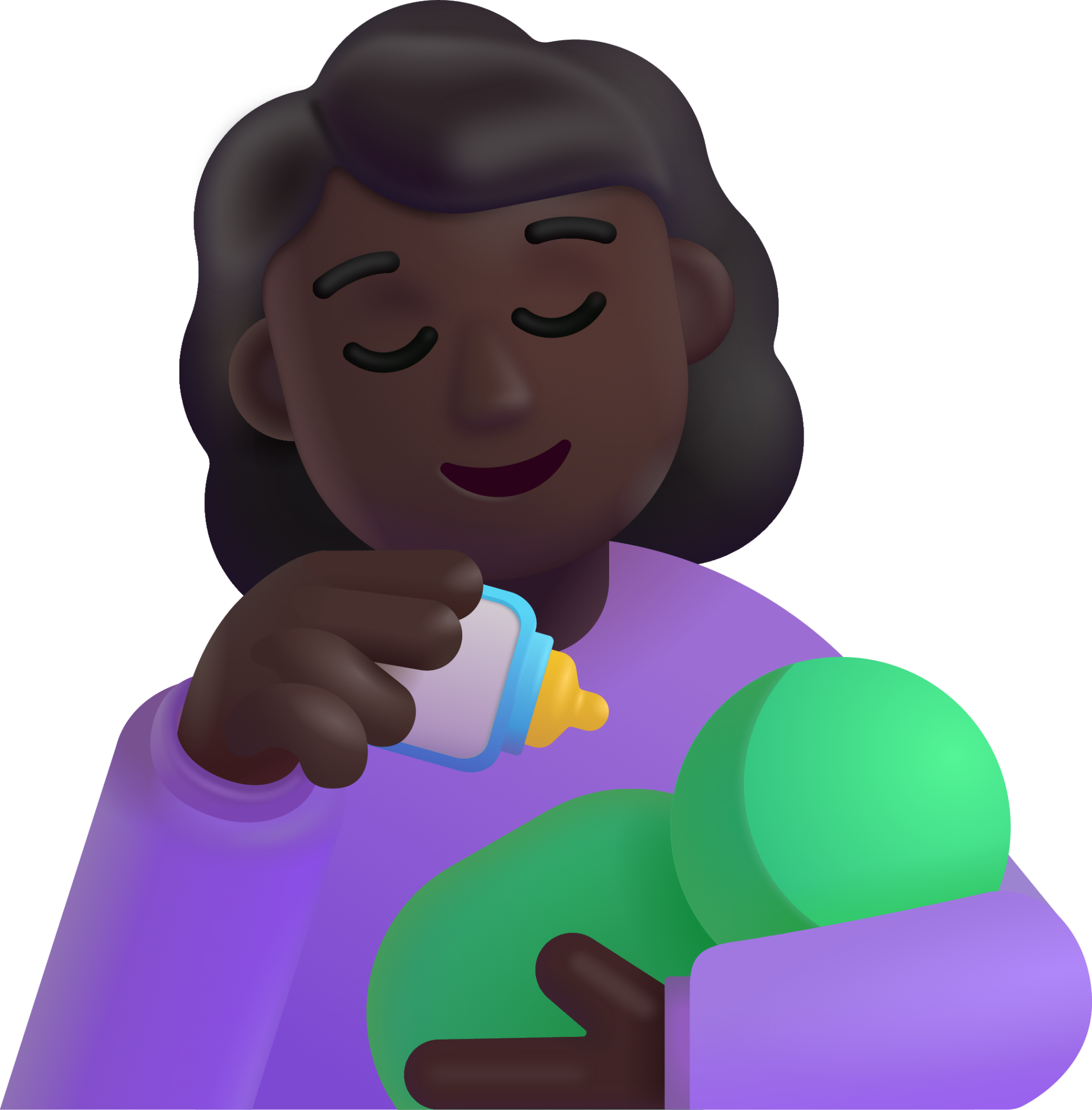 woman feeding baby dark emoji