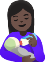 woman feeding baby: dark skin tone emoji
