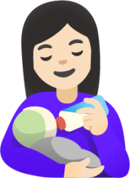 woman feeding baby: light skin tone emoji
