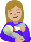 woman feeding baby: medium-light skin tone emoji