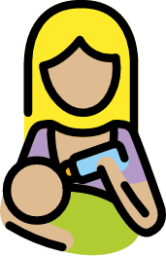 woman feeding baby: medium-light skin tone emoji
