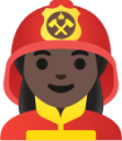 woman firefighter: dark skin tone emoji