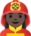 woman firefighter: dark skin tone emoji