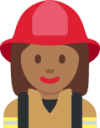 woman firefighter: medium-dark skin tone emoji