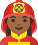 woman firefighter: medium-dark skin tone emoji