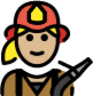 woman firefighter: medium-light skin tone emoji