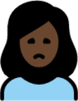 woman frowning: dark skin tone emoji