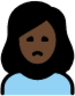 woman frowning: dark skin tone emoji