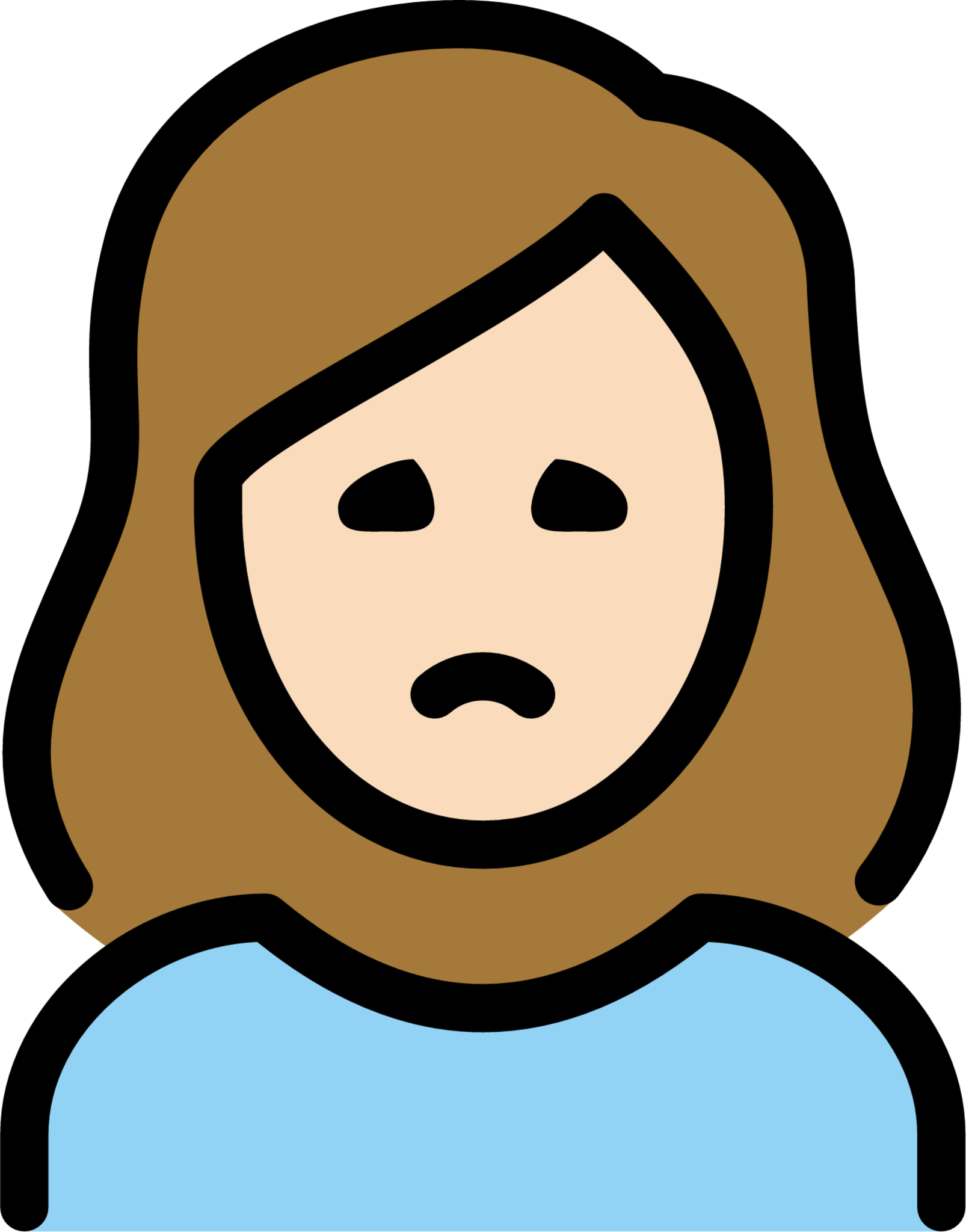 woman frowning: light skin tone emoji