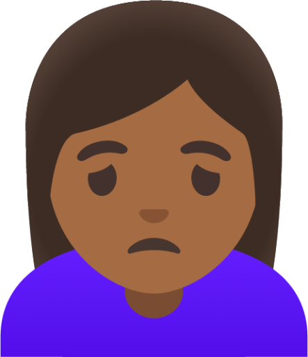 woman frowning: medium-dark skin tone emoji