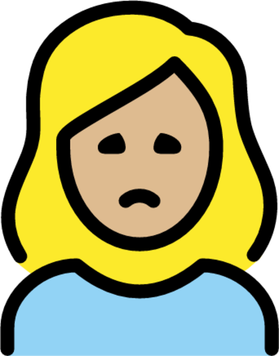 woman frowning: medium-light skin tone emoji