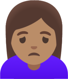 woman frowning: medium skin tone emoji