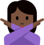 woman gesturing NO: dark skin tone emoji