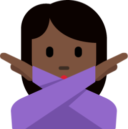 woman gesturing NO: dark skin tone emoji