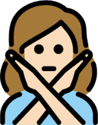 woman gesturing NO: light skin tone emoji