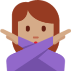 woman gesturing NO: medium skin tone emoji
