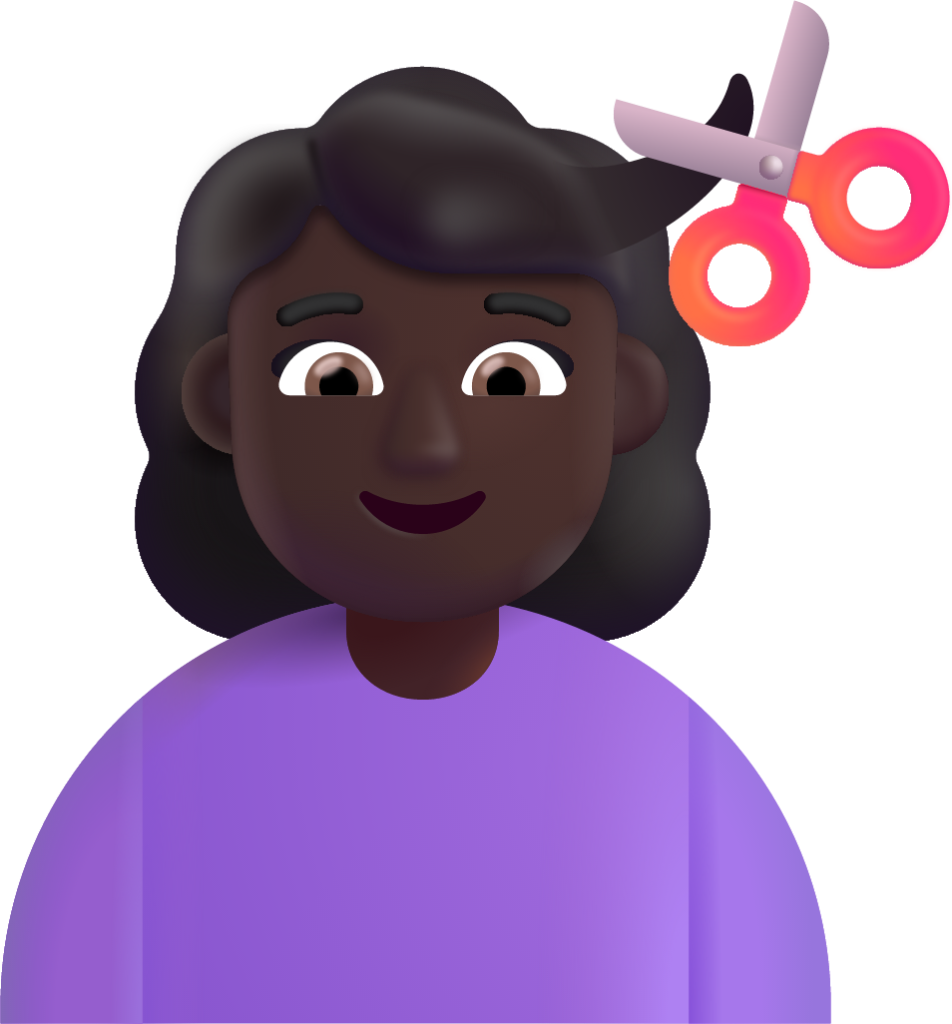 woman getting haircut dark emoji