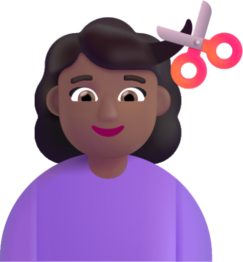 woman getting haircut medium dark emoji