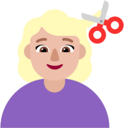 woman getting haircut medium light emoji