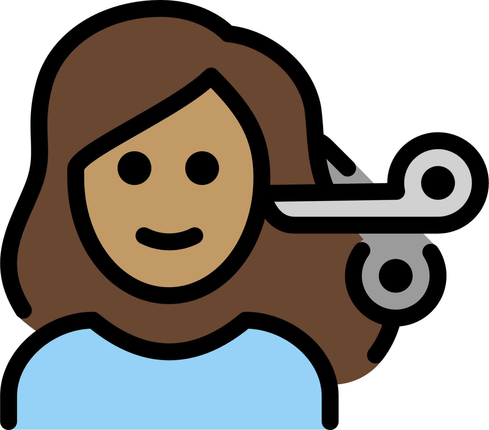 woman getting haircut: medium skin tone emoji