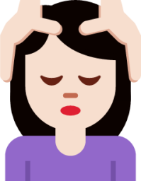 woman getting massage: light skin tone emoji