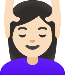 woman getting massage: light skin tone emoji