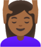 woman getting massage: medium-dark skin tone emoji
